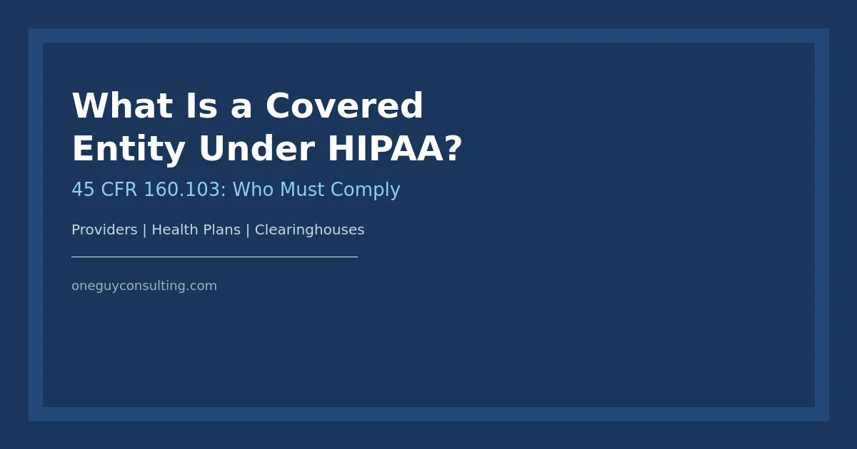 HIPAA covered entity definition guide