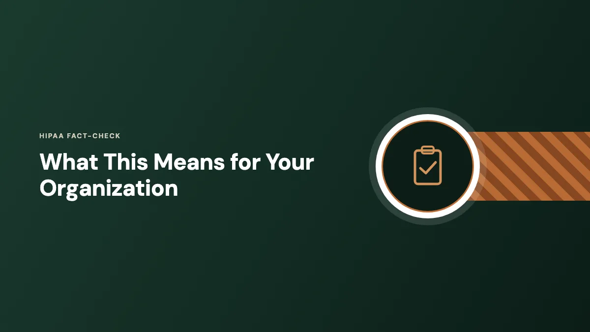 AccountableHQ HIPAA fact-check: what this means for your organization AccountableHQ HIPAA fact-check graphic on what the review findings mean for your organization
